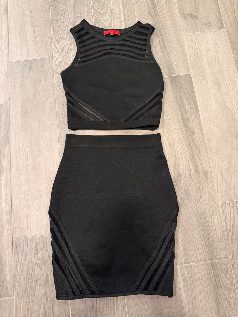 Wow Couture Women's Black Two-Piece Skirt Set Size S